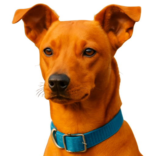 Chien marron portant un collier bleu, photo utilisée sur la page d’accueil du site ChienEtCompany consacré à l’éducation canine positive